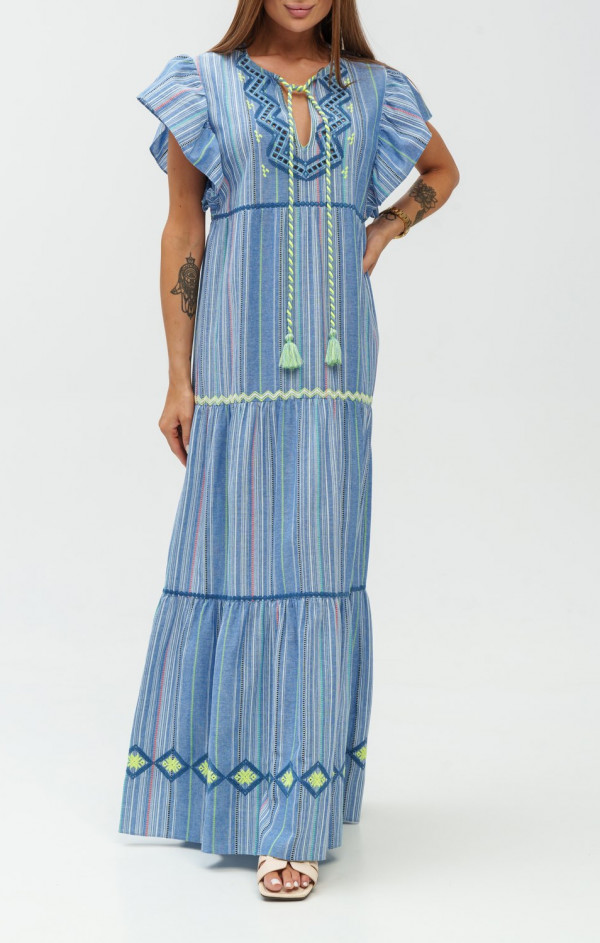 sukienka boho TWINSET maxi niebieska